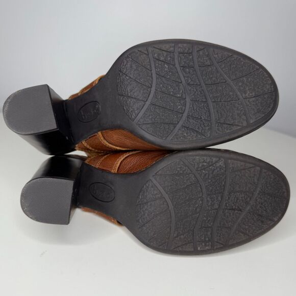 b.ø.c Born Concept Brown Leather Mule Clogs Heeled Slip On Shoes - Women’s 9 - Picture 3 of 9